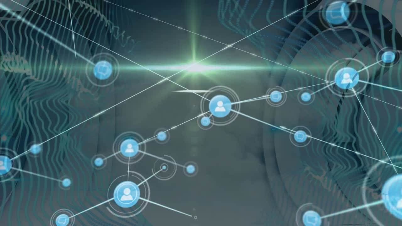 파동으로 디지털 공간을 통해 연결 네트워크의 애니메이션