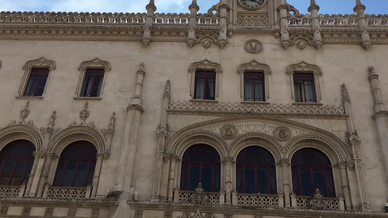 View of Rossio's railway station in Lisbon