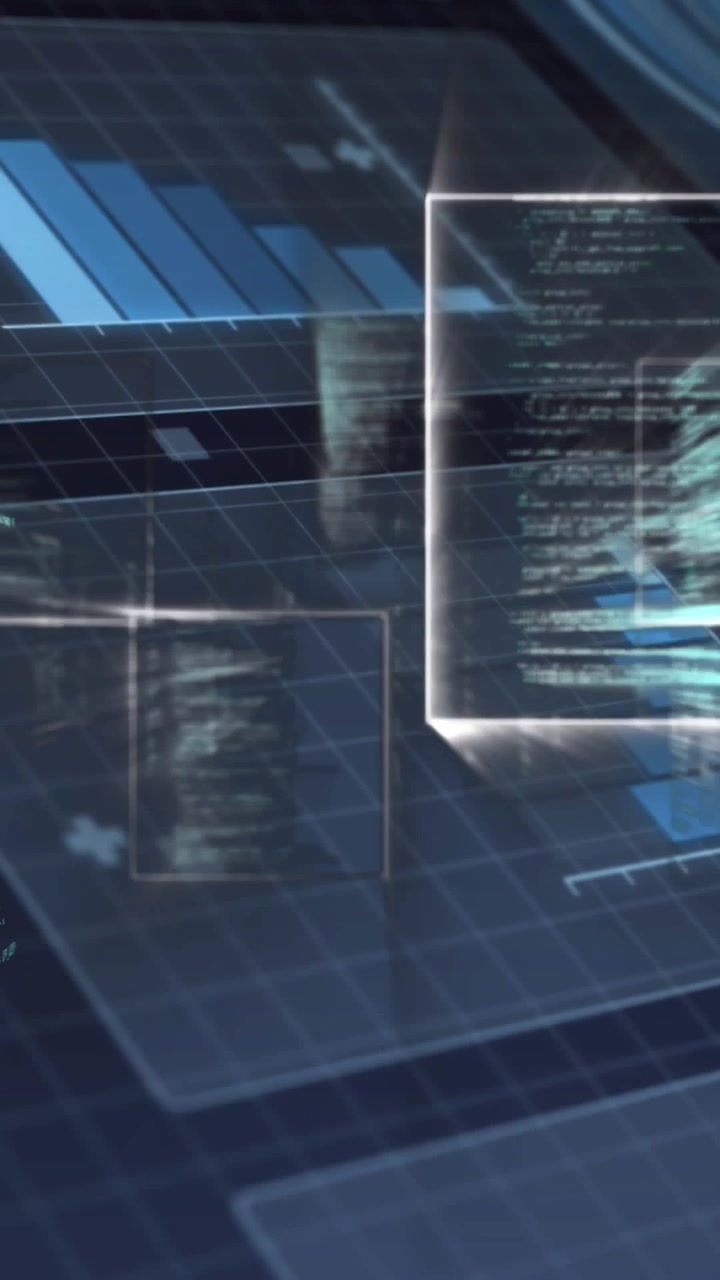 Animation of processing circle and data in digital space