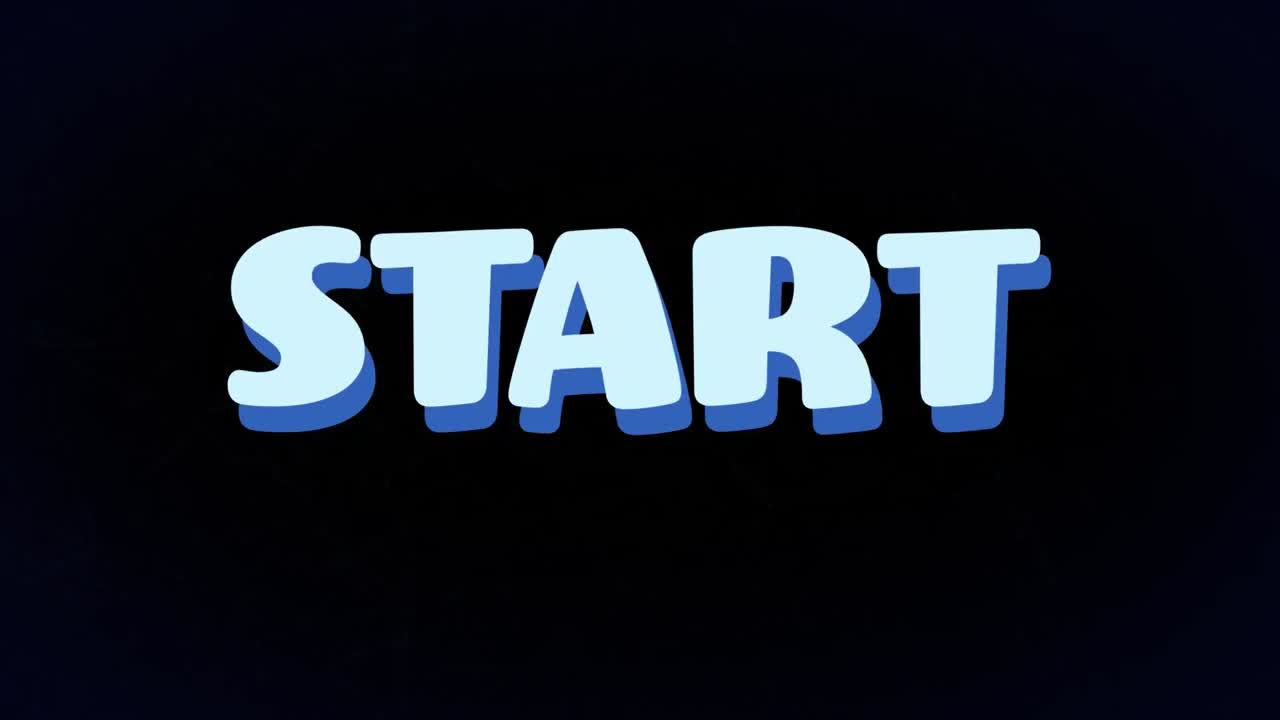 Animation of start text over light trails on black background