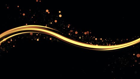 abstract award background with golden wave and shiny particles. seamless loop.