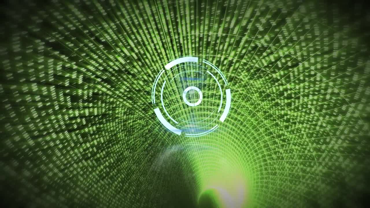 animación del escaneo de alcance sobre el túnel digital verde