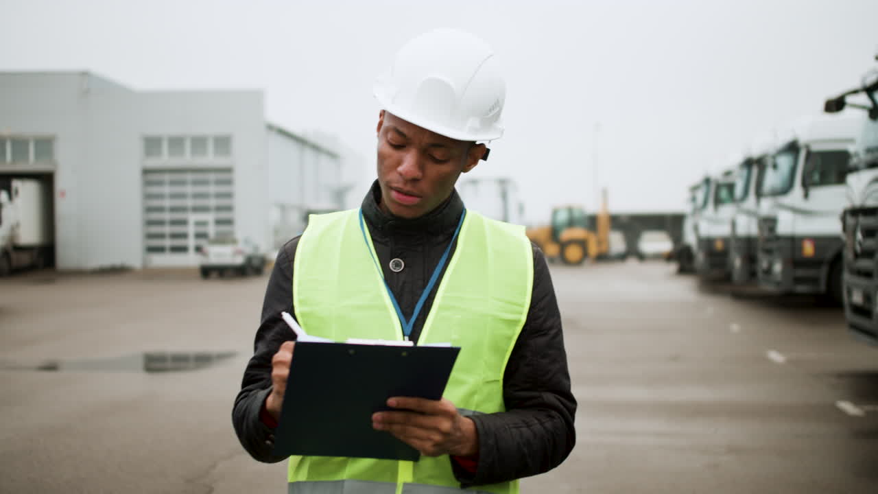 Worker writing on clipboard