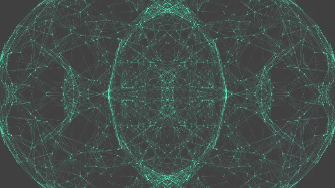 animación de formas blancas que se mueven sobre un fondo verde