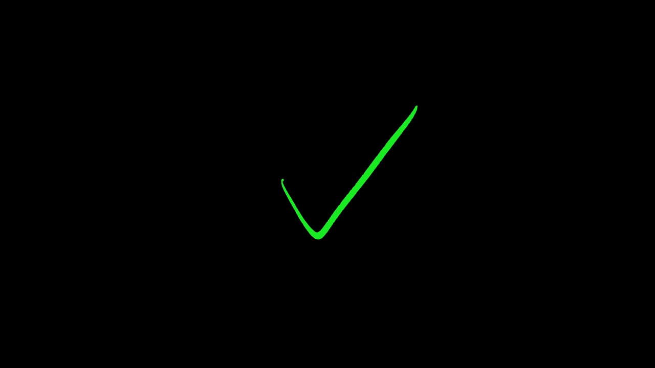 Hand-Drawn Green Checkmark Symbol on Black Background