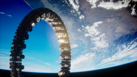 futuristic space station on earth orbit