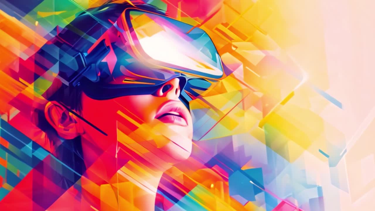 Woman Experiencing Vibrant Virtual Reality