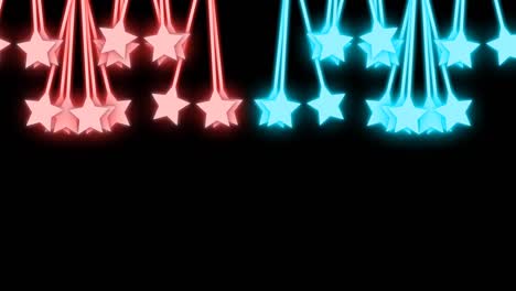 national usa flag colour star isolated on black background with random swinging motion animation.