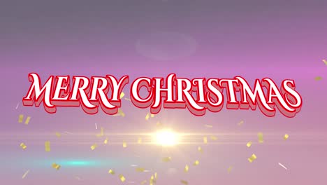 Animation-of-christmas-greetings-text-over-confetti-on-pink-background