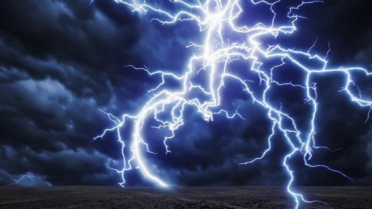 Tempesta di fulmini su un campo
