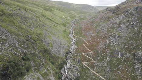 Rocky-glacial-valley-in-Glendalough-county-Wicklow-Ireland-aerial