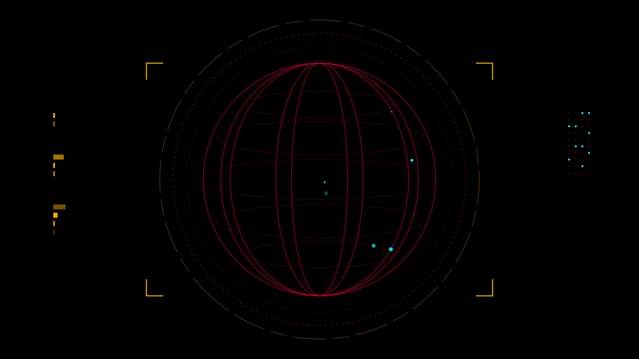 Digital Globe Interface with Data Visualization and HUD Elements
