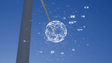 Animación-Del-Globo-Terráqueo-Y-Procesamiento-De-Datos-Sobre-Turbinas-Eólicas.