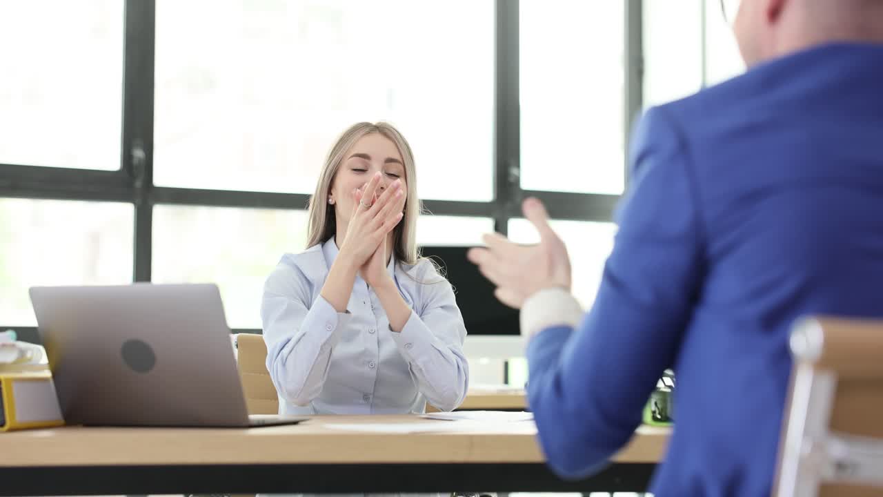 Joyful Office Celebration with Flying Papers and Applause