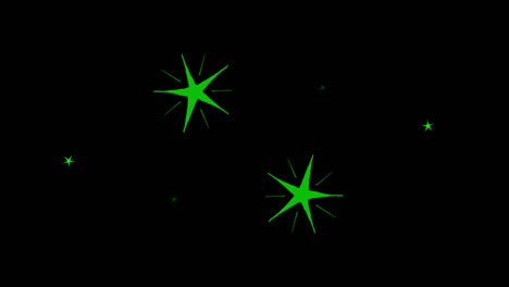 animación estrellas verdes en forma de chispas sobre un fondo negro.