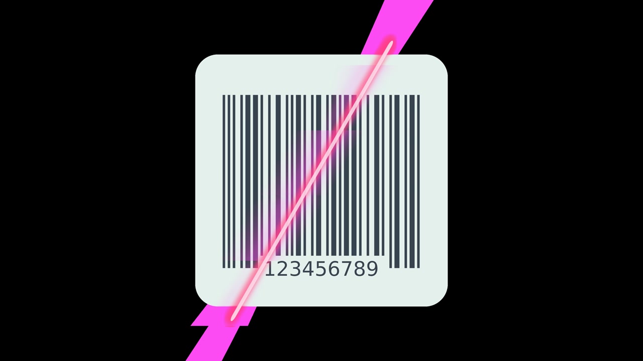 Scan of a barcode label with a laser beam with alpha channel (flat design)