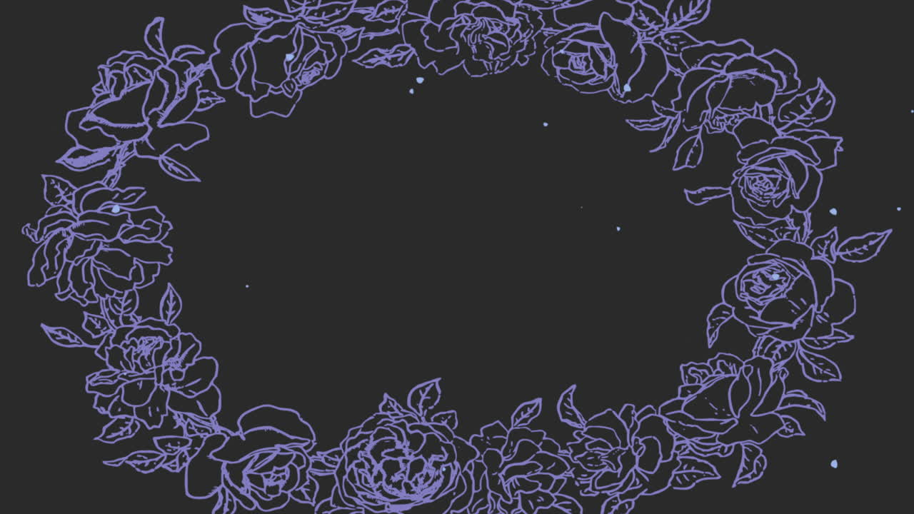 검은색 그라데이션에 레트로 보라색 꽃