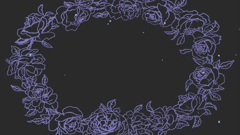 flores púrpuras retro en el gradiente negro
