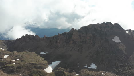 aerial of beautiful rock formation in a mountain landscape