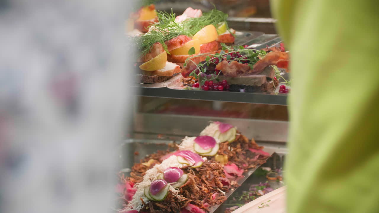 Delicious sm&oslash;rrebr&oslash;d on display in Danish eatery