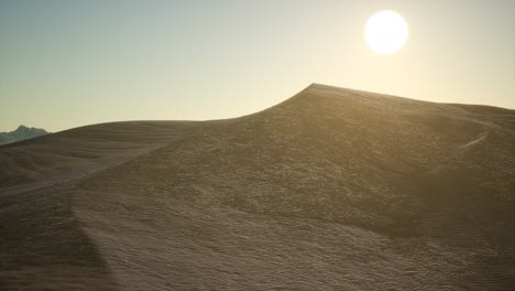 Aerial-view-on-big-sand-dunes-in-Sahara-desert-at-sunrise