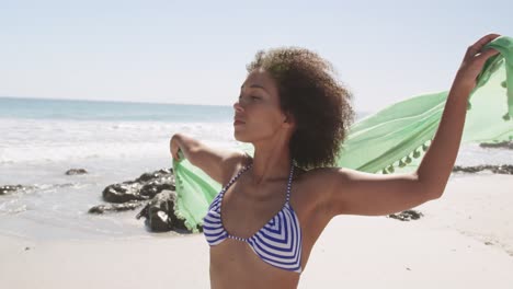 young woman relaxing by the sea 4k