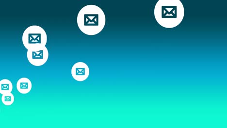 Multiple envelope icons floating against green background