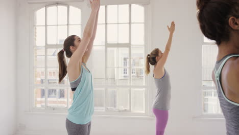 yoga class multi racial group of women exercising fitness healthy lifestyle