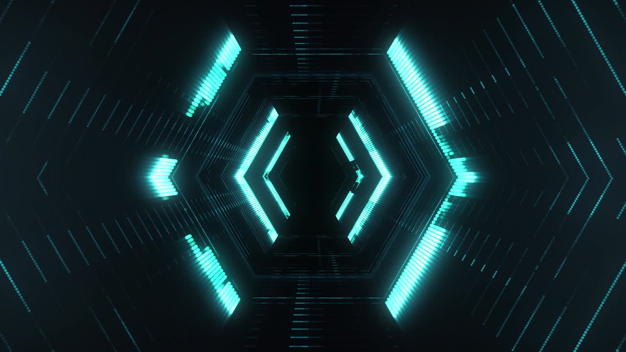 fondo tecnológico de un túnel futurista con corchetes abstractos.