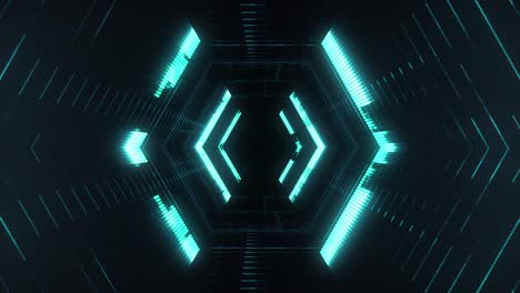 fondo tecnológico de un túnel futurista con corchetes abstractos.