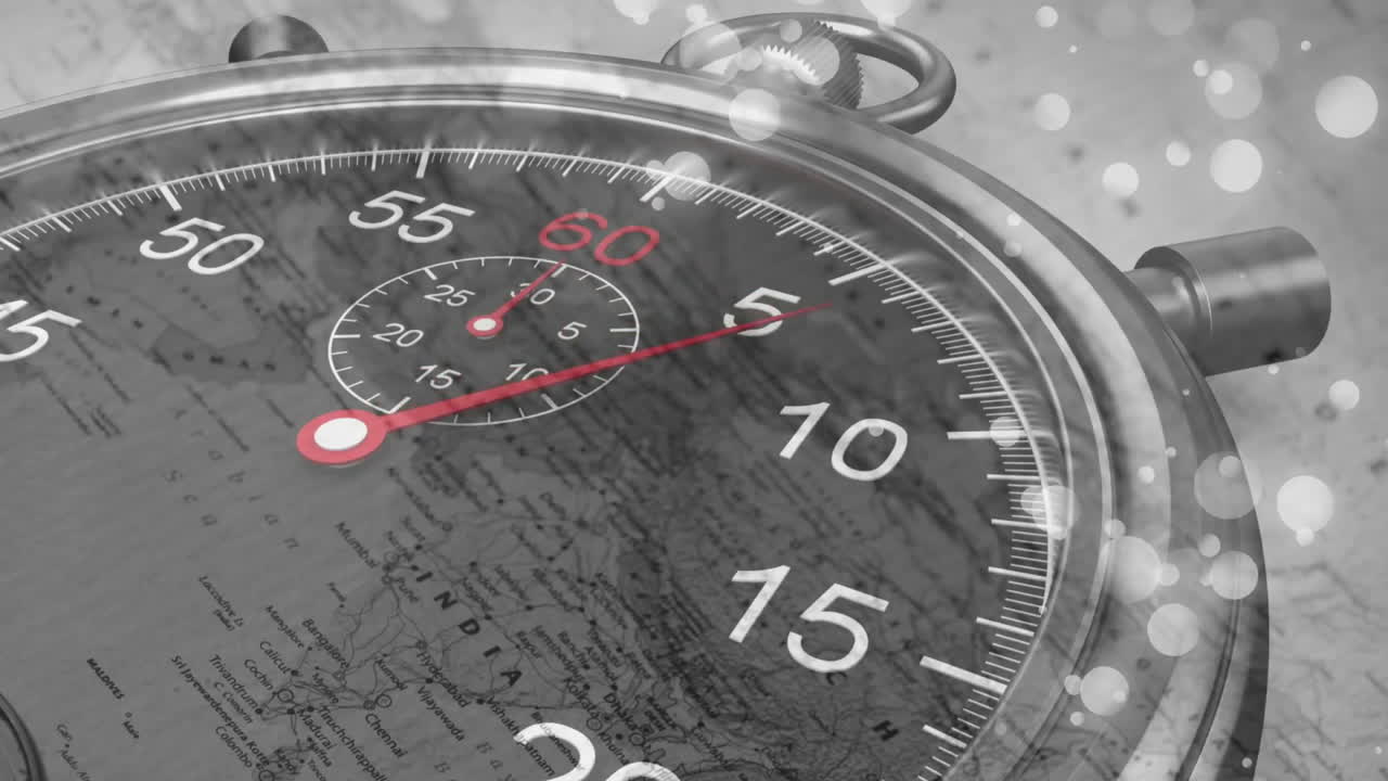 tic-tac del cronómetro y el mapa del mundo