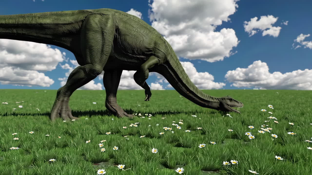 Dinosaur in a grassy field