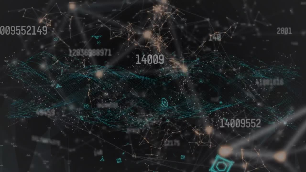 Animation of globe, connections and numbers on black background