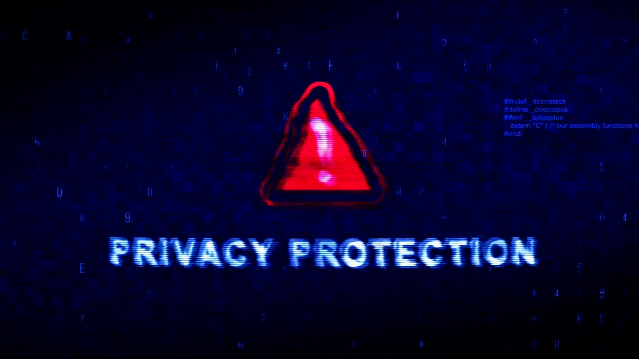 개인 정보 보호 텍스트 디지털 노이즈 트이치 글리치 왜곡 효과 오류 루프 애니메이션