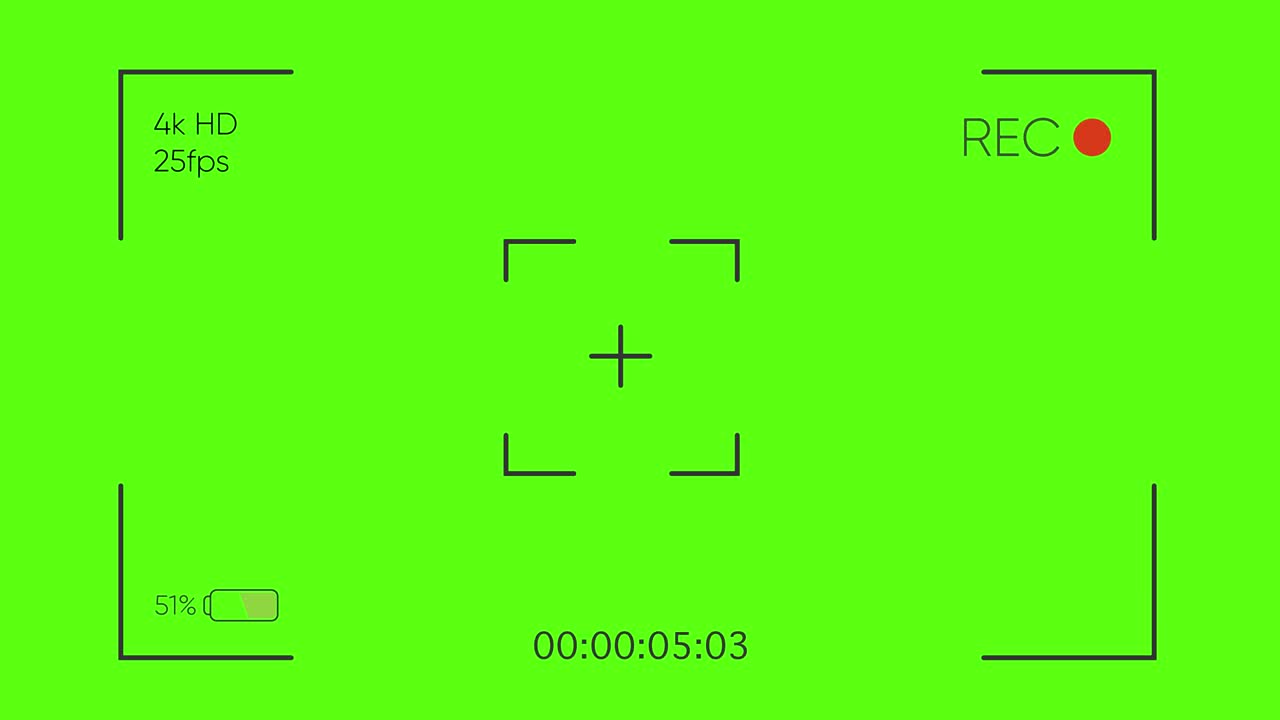 Camera viewfinder. Camera Recording Screen with alpha channel in loop mode. TV REC