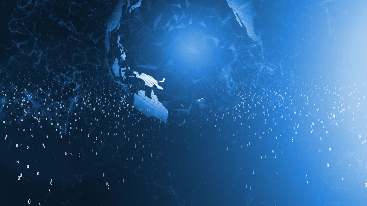 아름다운 3d 지구 회전과 개념 이진 숫자 사이버 공간 애니메이션 배경