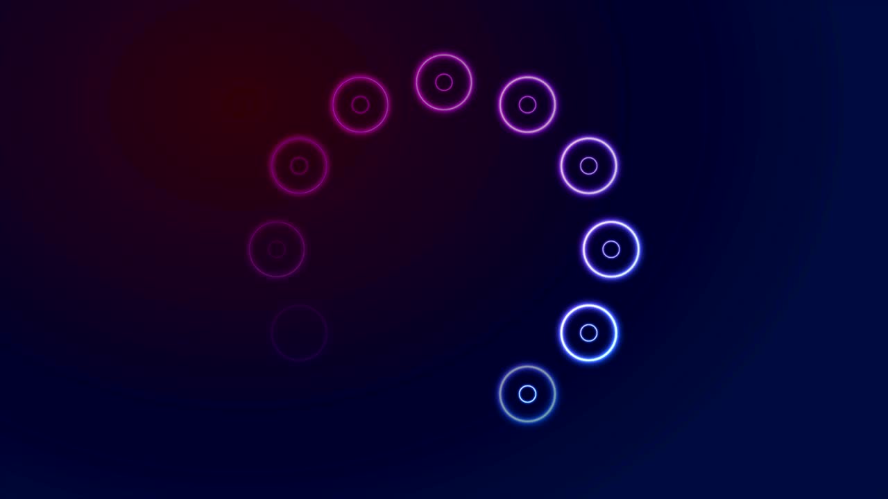 azul púrpura neón carga elemento de espera animación de video