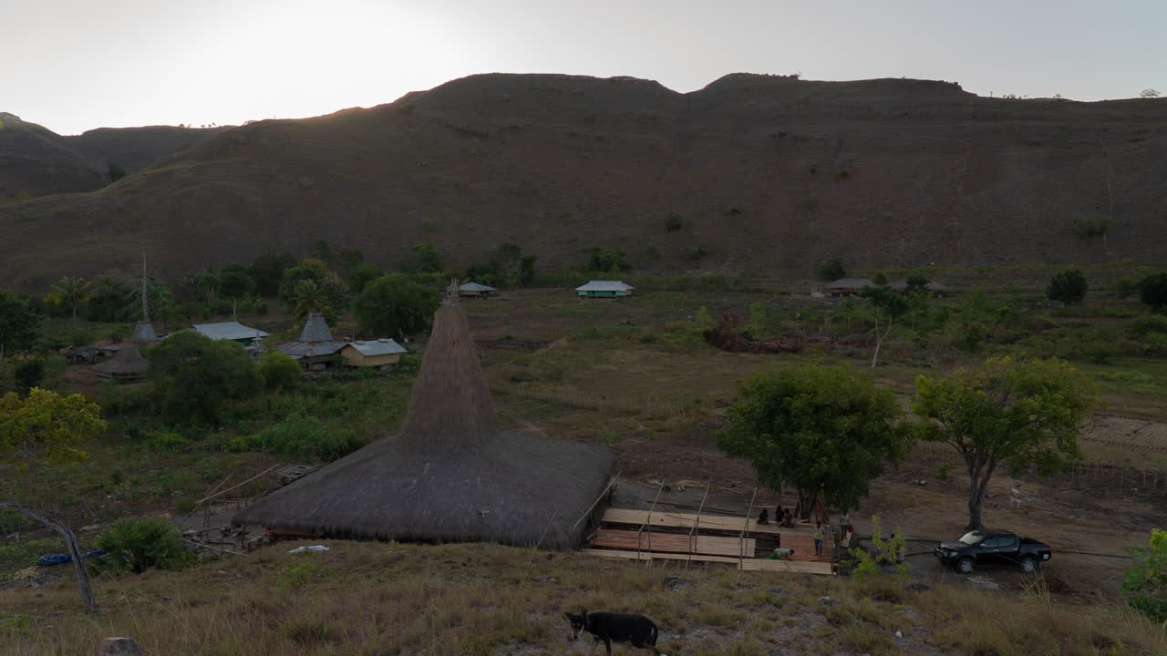 Traditional Thatched-Roof Village in Rural Flores, Indonesia