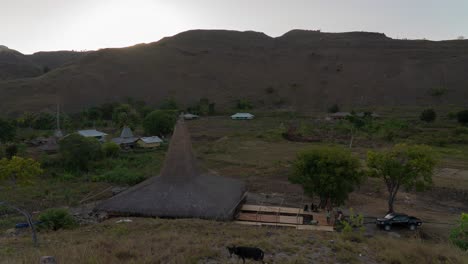 traditional thatched-roof village in rural flores, indonesia
