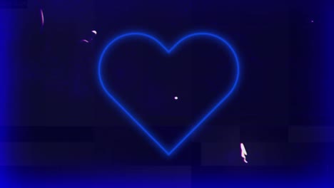 animation of blue heart, moving with green rectangles on dark background