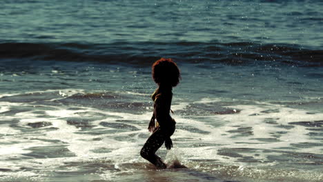 woman having fun in the sea