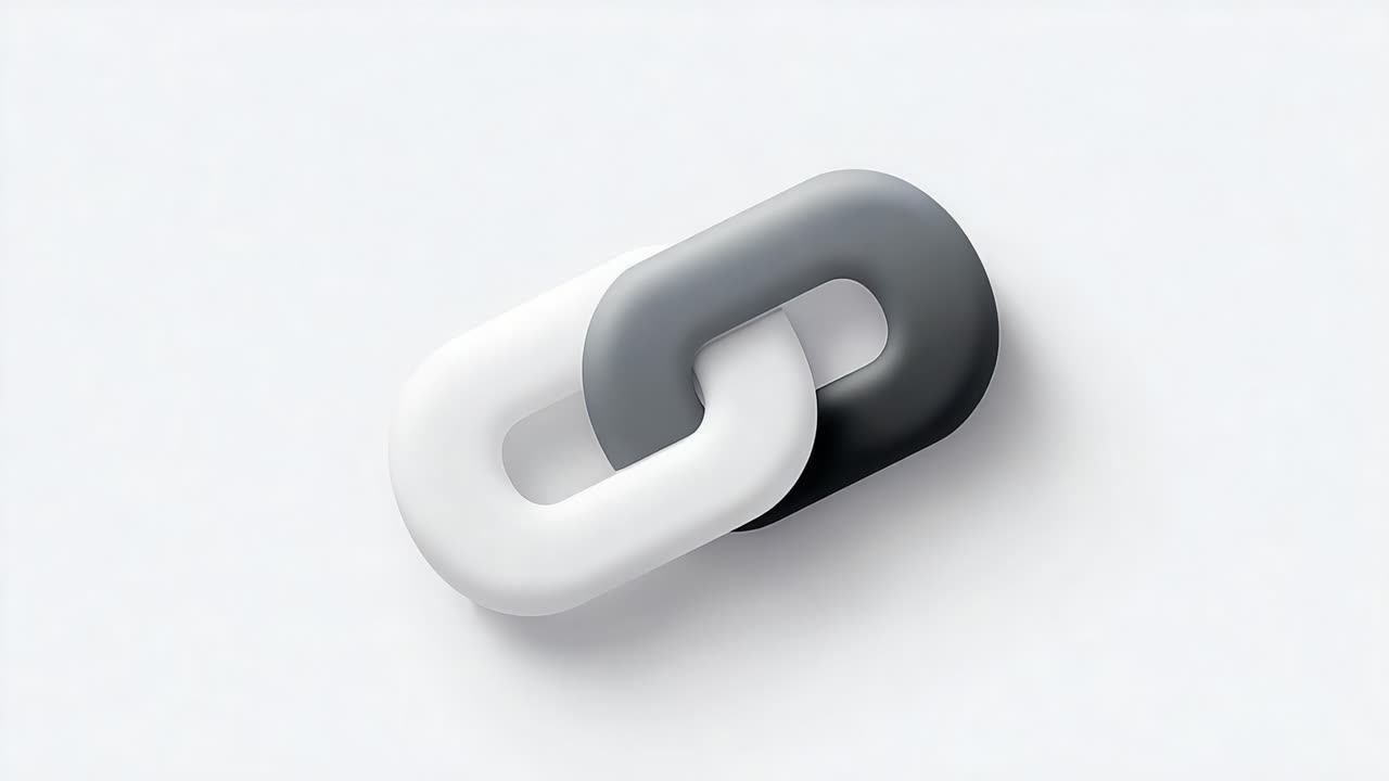 A Close-Up Look at a Modern Chain Link Design Featuring Contrasting Black and White Colors, Symbolizing Connection, Unity, and Interdependence in a Minimalistic Style