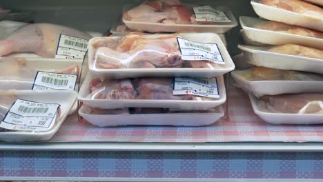 packaged chicken pieces in a supermarket