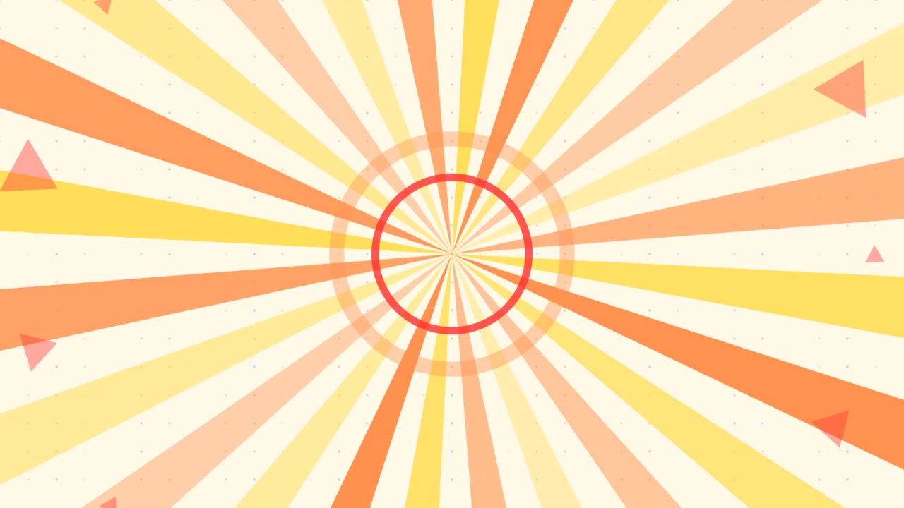 Abstract Retro Sunburst Animation with Rotating Geometric Shapes