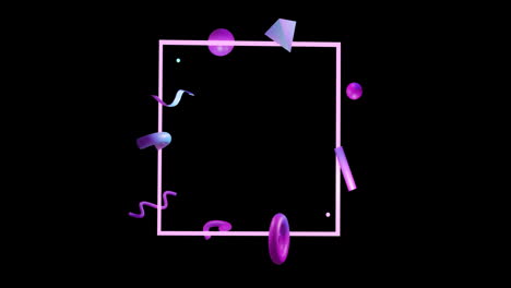 animación de formas 3d abstractas sobre un fondo cuadrado y negro