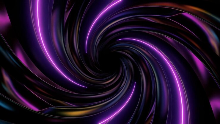 Túnel Espiral Abstrato Hipnótico com Luzes Neon Roxas Brilhantes
