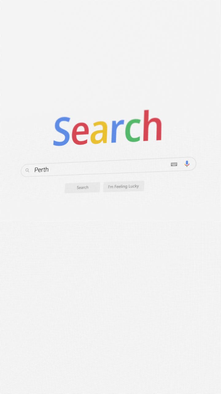 Video verticale di ricerca di Perth sul browser Internet