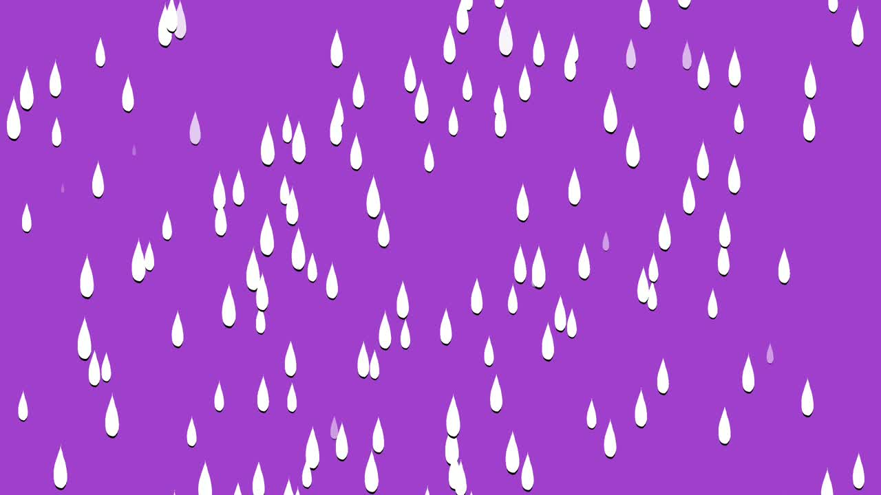 Rain water drop animation motion graphics on purple background