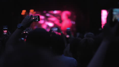 Una-Cámara-Lenta-De-La-Multitud-En-Un-Concierto-Nocturno-Al-Aire-Libre