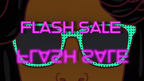 Animatorom-od-flash-sale-text-over-retro-cartoon-face-with-sunglasses